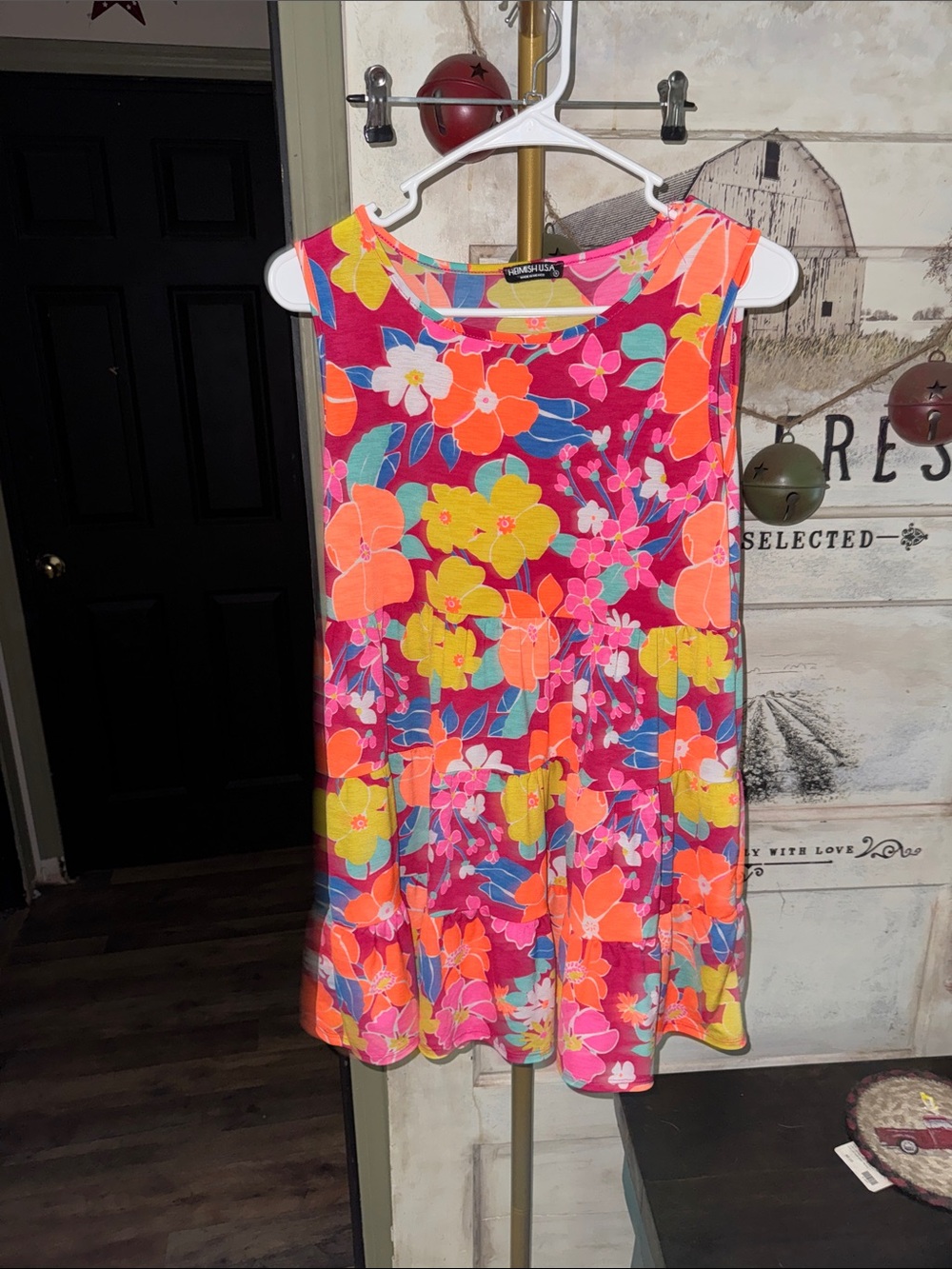 HEIMISH USA Bright Pink Floral Sleeveless Dress